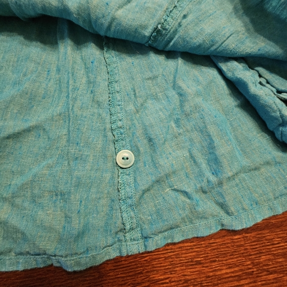 Flax Button Front 100% Linen Top Small - Picture 6 of 10